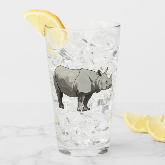 Afbeelding van de cartoon Javan rhinoceros Glas (Voorkant ijs)