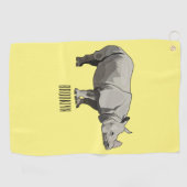 Afbeelding van de cartoon Javan rhinoceros Golfhanddoek (Horizontaal)
