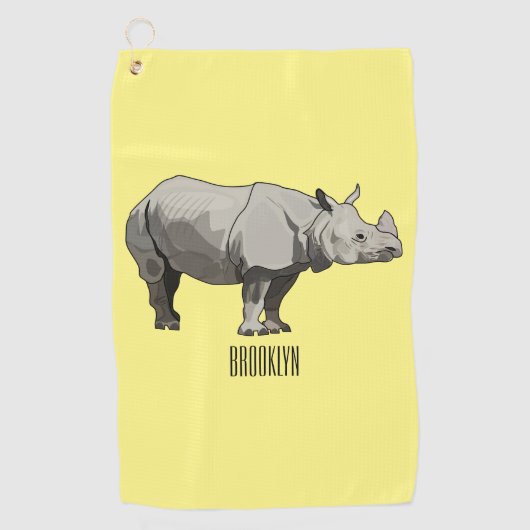 Afbeelding van de cartoon Javan rhinoceros Golfhanddoek (Voorkant)