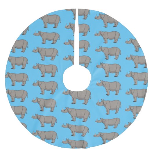 Afbeelding van de cartoon Javan rhinoceros Kerstboom Rok (Voorkant)