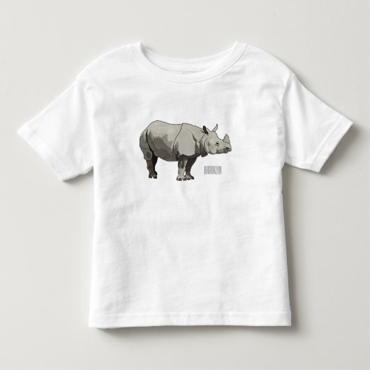 Afbeelding van de cartoon Javan rhinoceros Kinder Shirts (Voorkant)