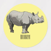 Afbeelding van de cartoon Javan rhinoceros Labels (Design 2)