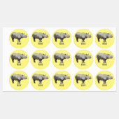 Afbeelding van de cartoon Javan rhinoceros Labels (Vel)