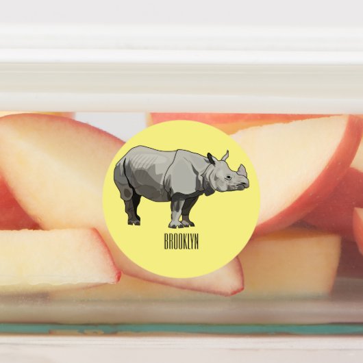Afbeelding van de cartoon Javan rhinoceros Labels (Aangebracht)