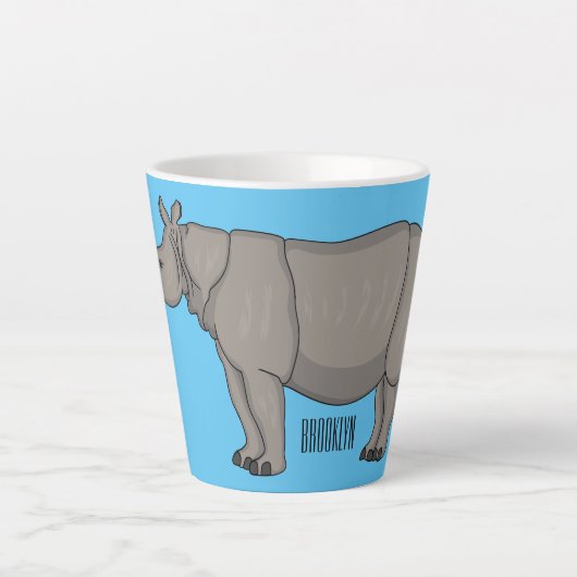 Afbeelding van de cartoon Javan rhinoceros Latte Mok (Voorkant)