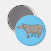 Afbeelding van de cartoon Javan rhinoceros Magneet (Voorkant / Achterkant)