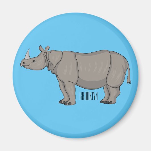 Afbeelding van de cartoon Javan rhinoceros Magneet (Voorkant)