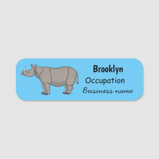 Afbeelding van de cartoon Javan rhinoceros Naamplaatje (Voorkant)