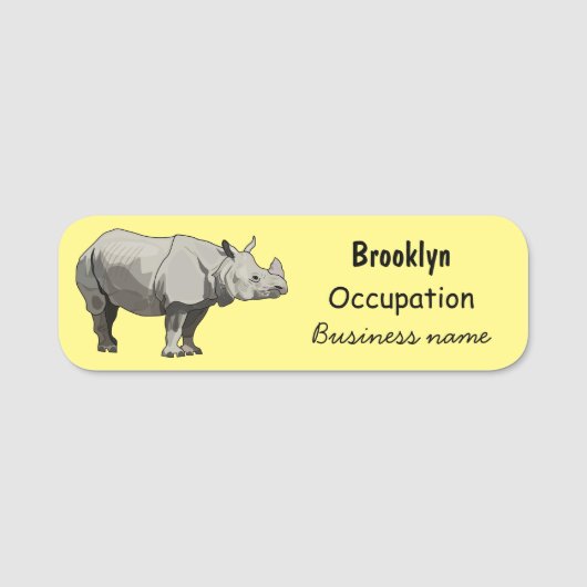 Afbeelding van de cartoon Javan rhinoceros Naamplaatje (Voorkant)