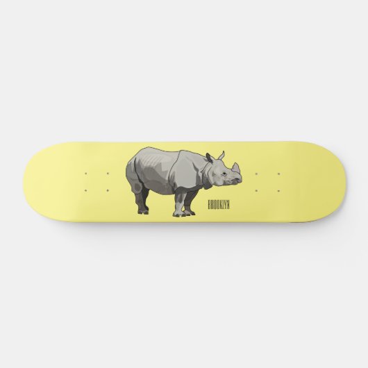 Afbeelding van de cartoon Javan rhinoceros Persoonlijk Skateboard (Horizontaal)