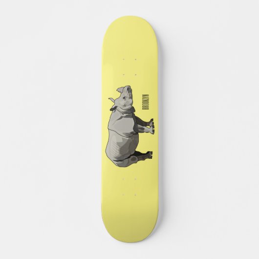 Afbeelding van de cartoon Javan rhinoceros Persoonlijk Skateboard (Voorkant)