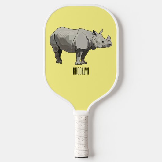 Afbeelding van de cartoon Javan rhinoceros Pickleball Paddle (Voorkant)