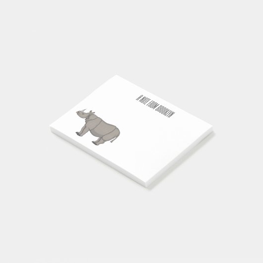 Afbeelding van de cartoon Javan rhinoceros Post-it® Notes (Schuin)