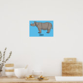 Afbeelding van de cartoon Javan rhinoceros Poster (Keuken)