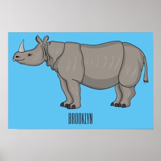 Afbeelding van de cartoon Javan rhinoceros Poster (Voorkant)