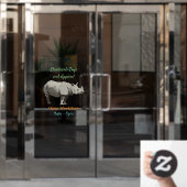 Afbeelding van de cartoon Javan rhinoceros Raamsticker (Kantoordeur)