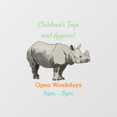Afbeelding van de cartoon Javan rhinoceros Raamsticker (Vel)