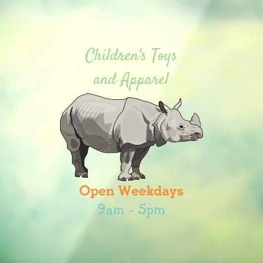 Afbeelding van de cartoon Javan rhinoceros Raamsticker (Vel 3)