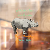 Afbeelding van de cartoon Javan rhinoceros Raamsticker (Vel 2)