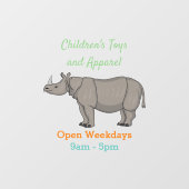 Afbeelding van de cartoon Javan rhinoceros Raamsticker (Vel)