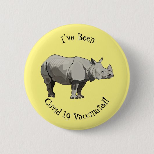 Afbeelding van de cartoon Javan rhinoceros Ronde Button 5,7 Cm (Voorkant)