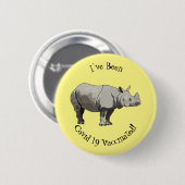 Afbeelding van de cartoon Javan rhinoceros Ronde Button 5,7 Cm (Voorkant /achterkant)