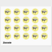 Afbeelding van de cartoon Javan rhinoceros Ronde Sticker (Vel)