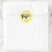 Afbeelding van de cartoon Javan rhinoceros Ronde Sticker (Tas)
