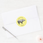 Afbeelding van de cartoon Javan rhinoceros Ronde Sticker (Envelop)