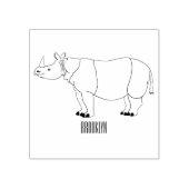 Afbeelding van de cartoon Javan rhinoceros Rubberstempel (Afrduk)