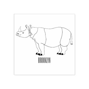 Afbeelding van de cartoon Javan rhinoceros Rubberstempel