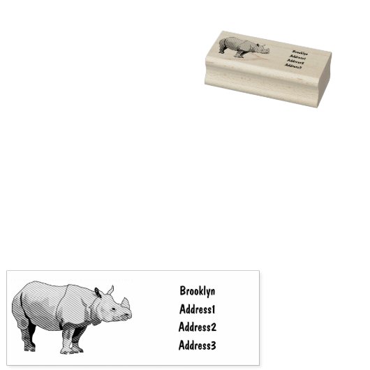Afbeelding van de cartoon Javan rhinoceros Rubberstempel (Gestempeld)