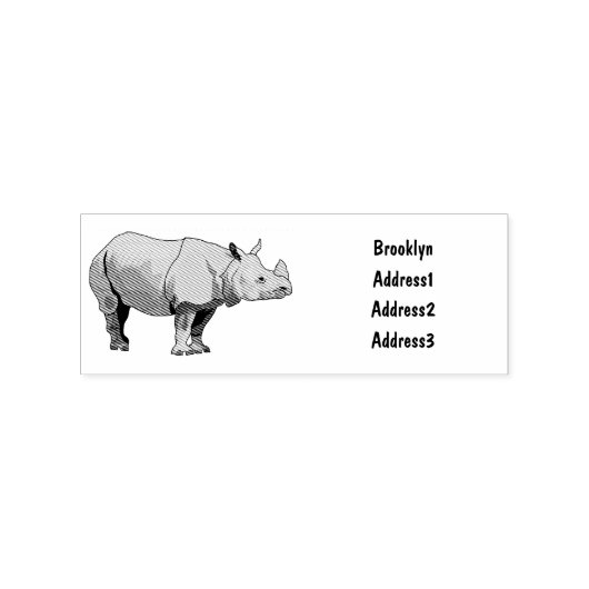Afbeelding van de cartoon Javan rhinoceros Rubberstempel (Afrduk)