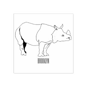 Afbeelding van de cartoon Javan rhinoceros Rubberstempel
