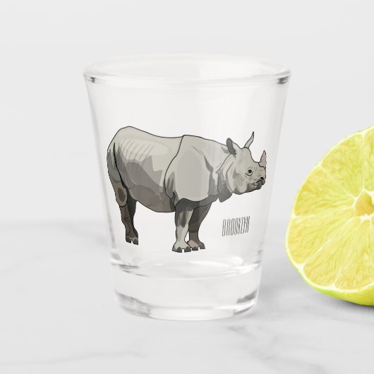 Afbeelding van de cartoon Javan rhinoceros Shot Glas (Voorkant)