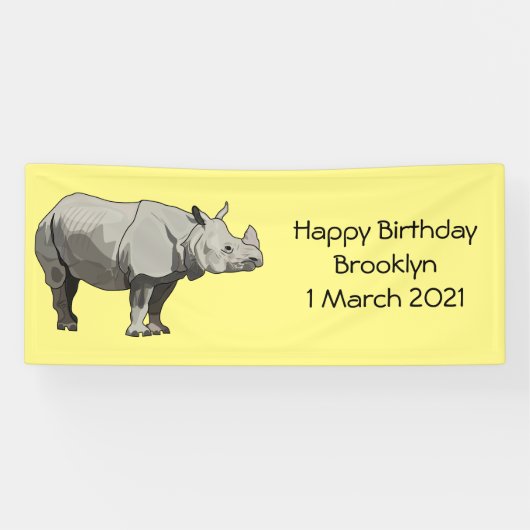 Afbeelding van de cartoon Javan rhinoceros Spandoek (Horizontaal)