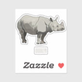 Afbeelding van de cartoon Javan rhinoceros Sticker (Vel)