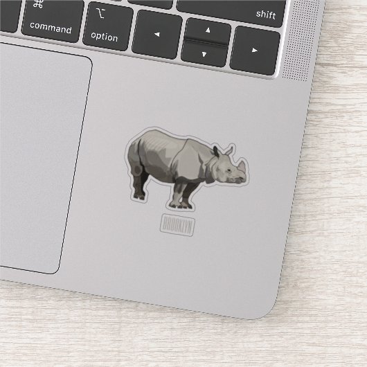Afbeelding van de cartoon Javan rhinoceros Sticker (Detail)