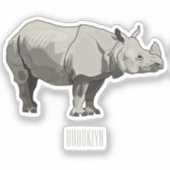 Afbeelding van de cartoon Javan rhinoceros Sticker (Voorkant)