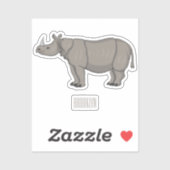 Afbeelding van de cartoon Javan rhinoceros Sticker (Vel)