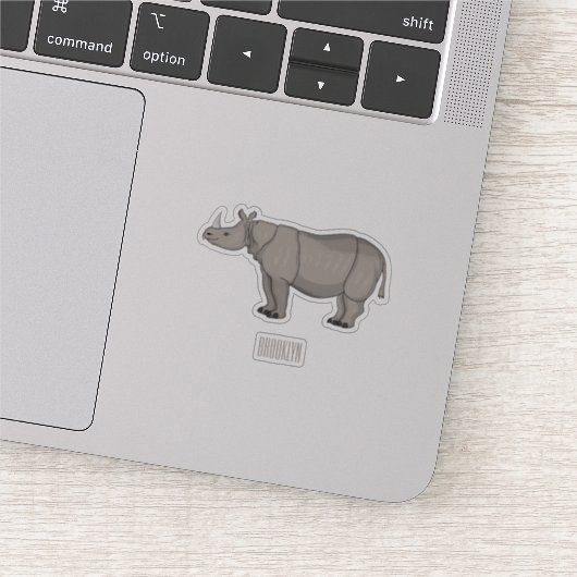 Afbeelding van de cartoon Javan rhinoceros Sticker (Detail)