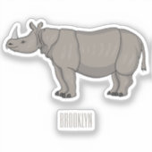 Afbeelding van de cartoon Javan rhinoceros Sticker (Voorkant)