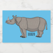 Afbeelding van de cartoon Javan rhinoceros Voedselcontainer Etiket (Enkel label)