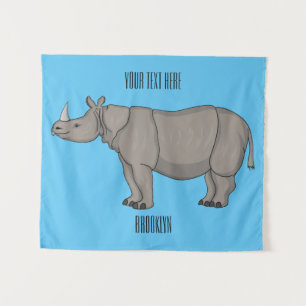 Afbeelding van de cartoon Javan rhinoceros Wandkleed
