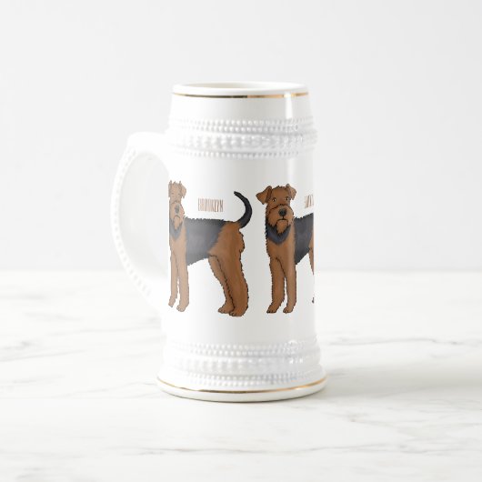 Afbeelding van de cartoon van Airedale doodsbange  Bierpul (Voorkant links)