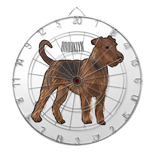 Afbeelding van de cartoon van Airedale doodsbange Dartbord (Voorkant)