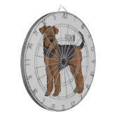 Afbeelding van de cartoon van Airedale doodsbange Dartbord (Voorkant Links)