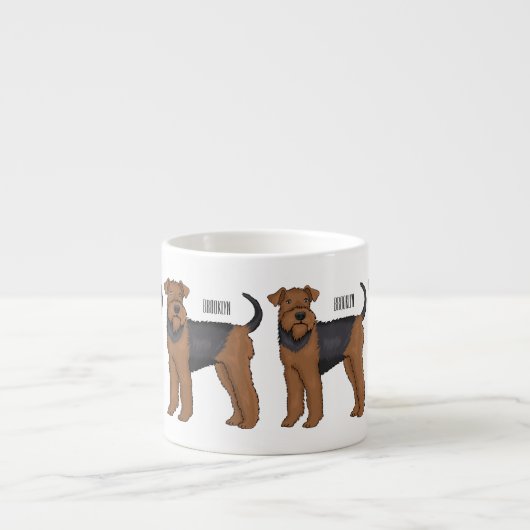 Afbeelding van de cartoon van Airedale doodsbange  Espresso Kop (Voorkant)