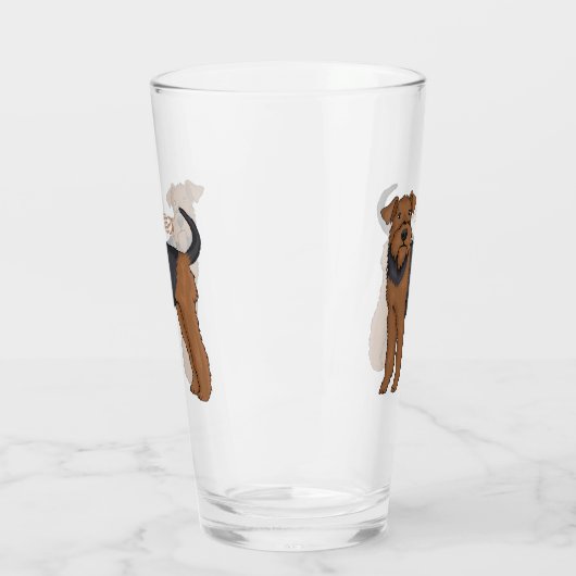 Afbeelding van de cartoon van Airedale doodsbange  Glas (Links)