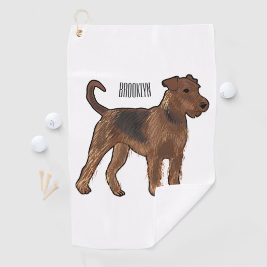 Afbeelding van de cartoon van Airedale doodsbange  Golfhanddoek (Insitu)